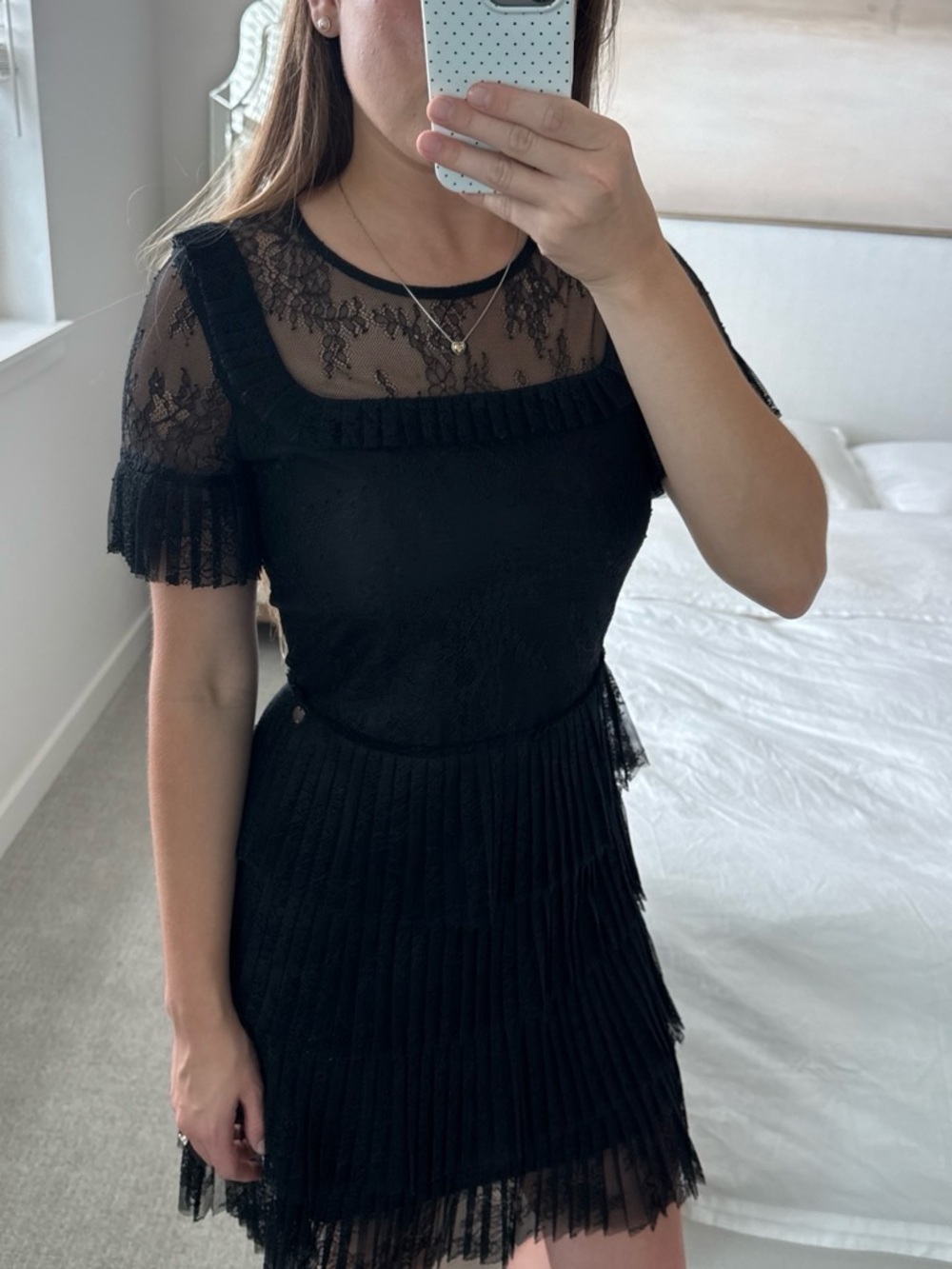 Liu Jo Black Lace Tiered Mini with Sheer Yoke